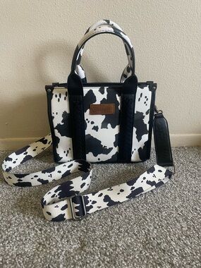 Wrangler Black and White Cow Print Mini Satchel